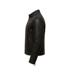Black leather jacket on a white background