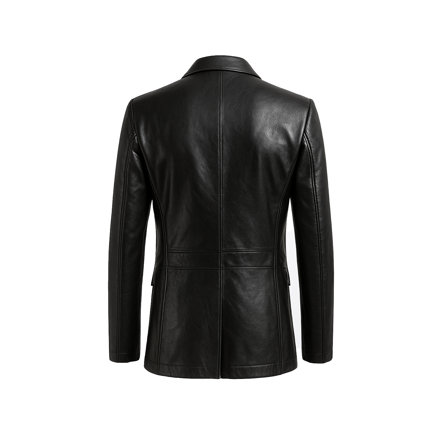 Black leather jacket on a white background