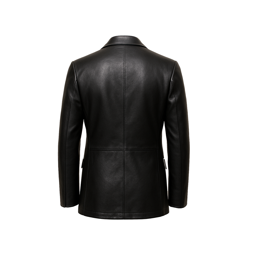 Black leather jacket on a white background