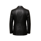 Black leather jacket on a white background