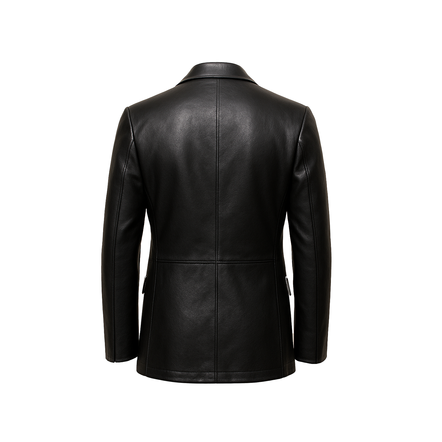 Black leather jacket on a white background