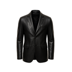 Black leather jacket on a white background