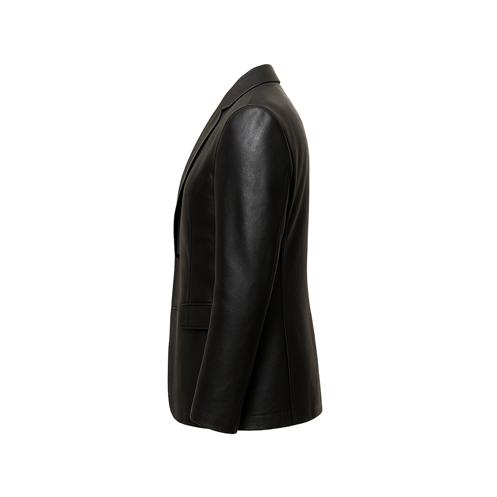 Black leather jacket on a white background