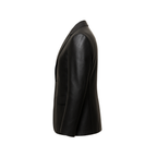 Black leather jacket on a white background