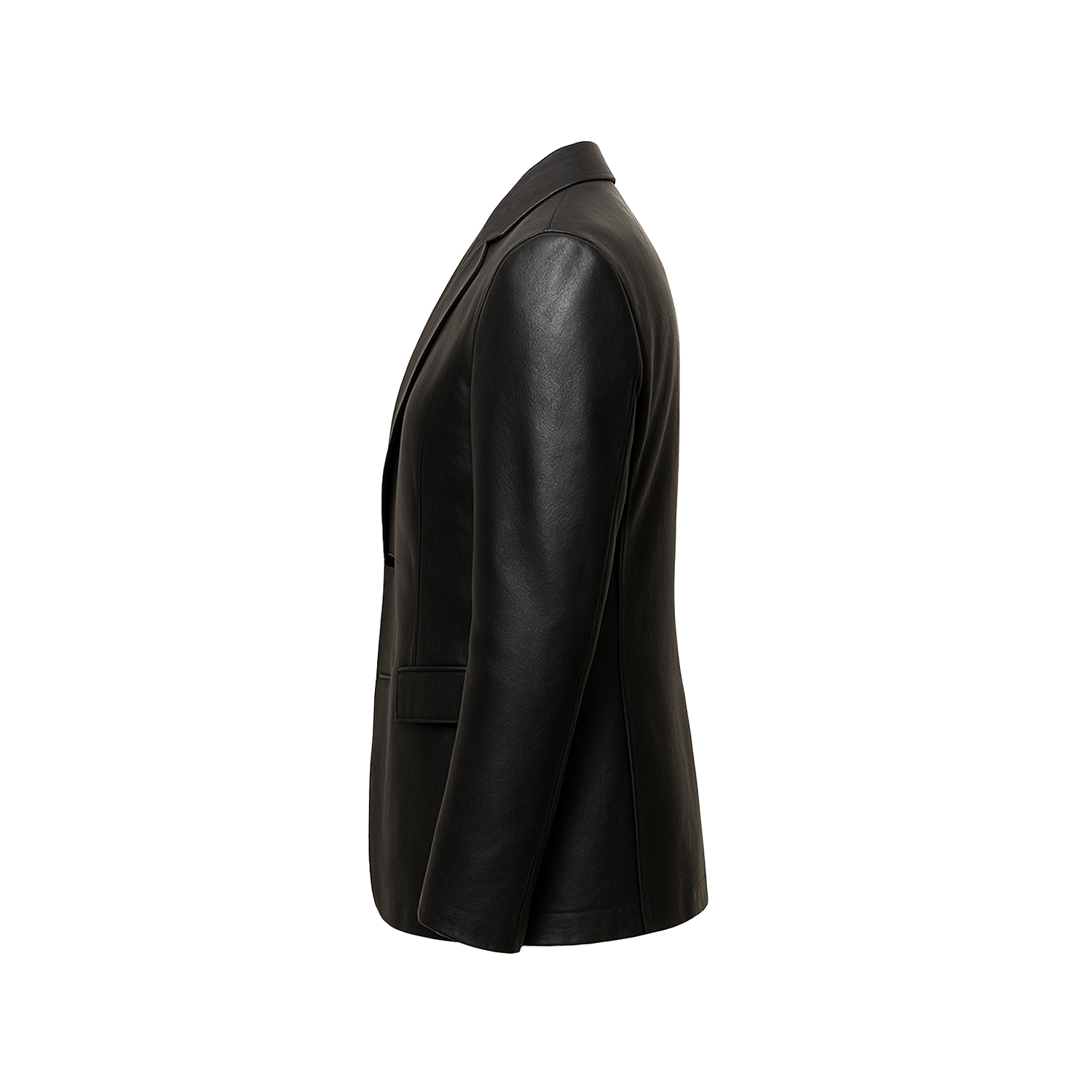 Black leather jacket on a white background