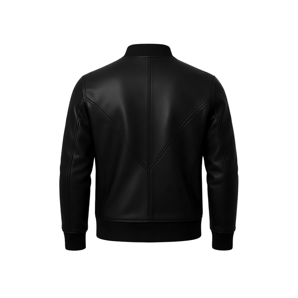Men’s slim fit black sheepskin bomber leather jacket handmade lightweight coat