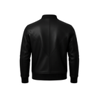 Men’s slim fit black sheepskin bomber leather jacket handmade lightweight coat