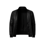 Men’s slim fit black sheepskin bomber leather jacket handmade lightweight coat