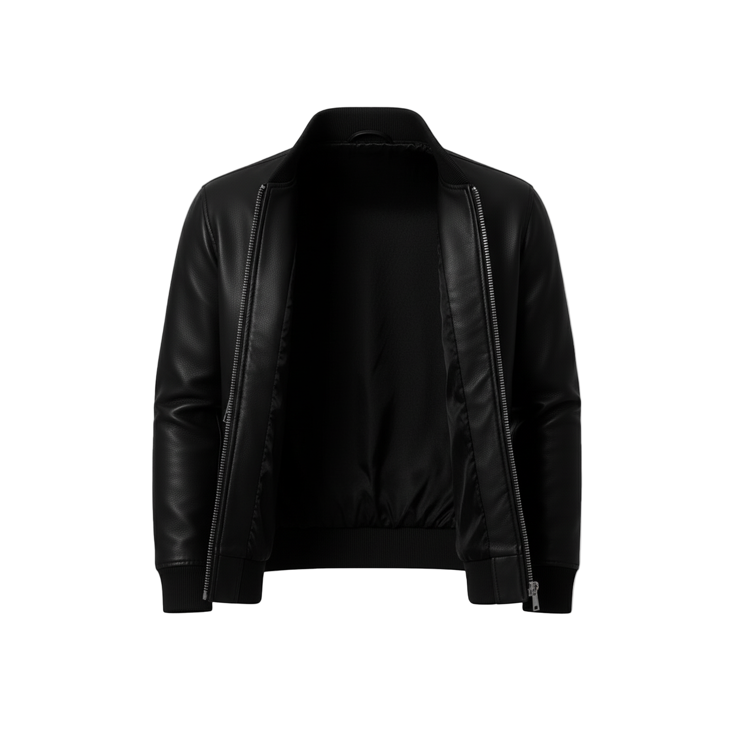 Men’s slim fit black sheepskin bomber leather jacket handmade lightweight coat
