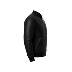 Men’s slim fit black sheepskin bomber leather jacket handmade lightweight coat