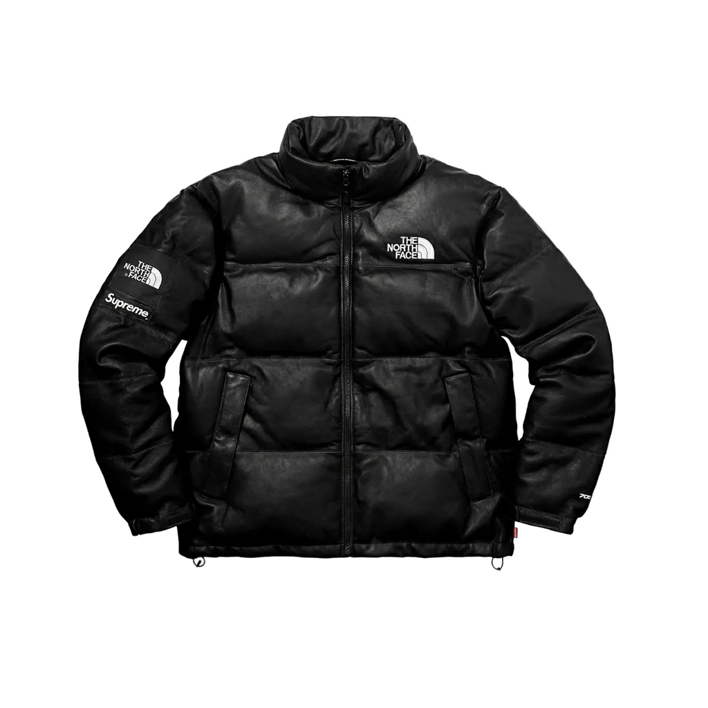 Black jacket with brand logos on a white background