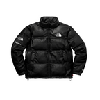 Black jacket with brand logos on a white background