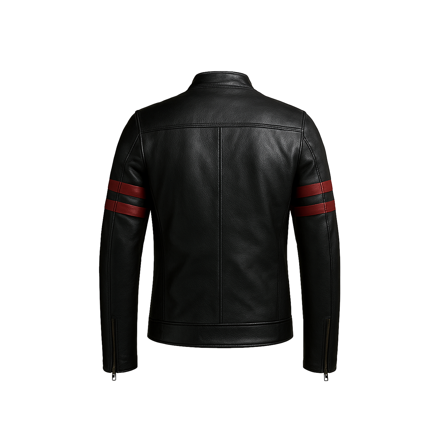 Men’s Black & Red Genuine Lambskin Leather Biker Jacket