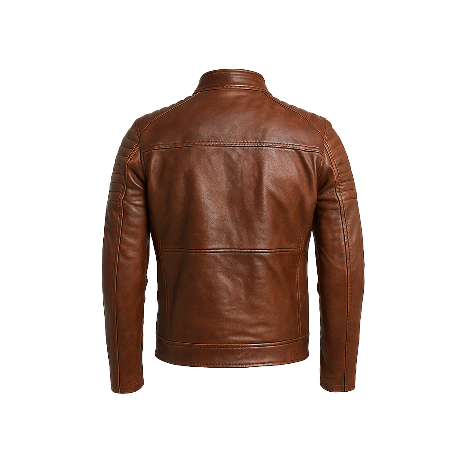 Brown leather jacket on a white background
