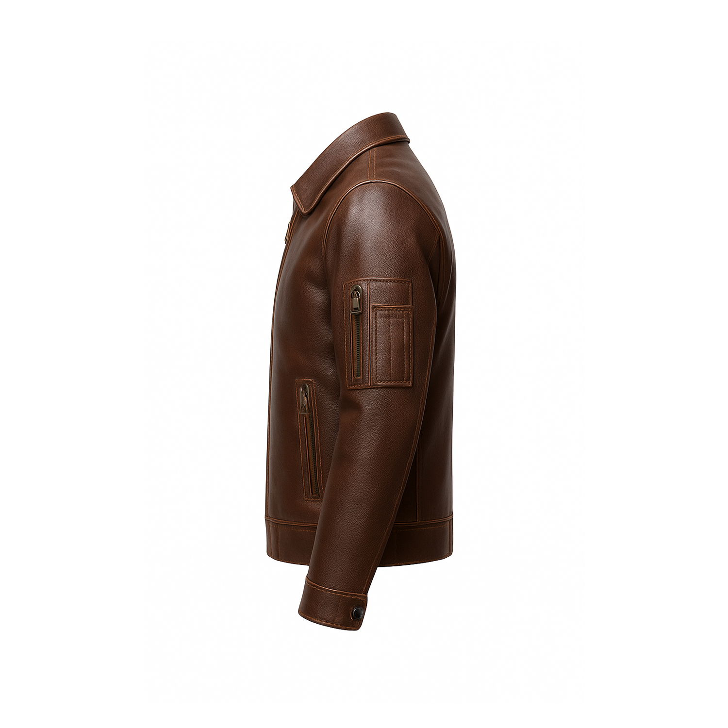Men’s Vintage Cafe Racer Leather Jacket – Distressed Brown Biker Style