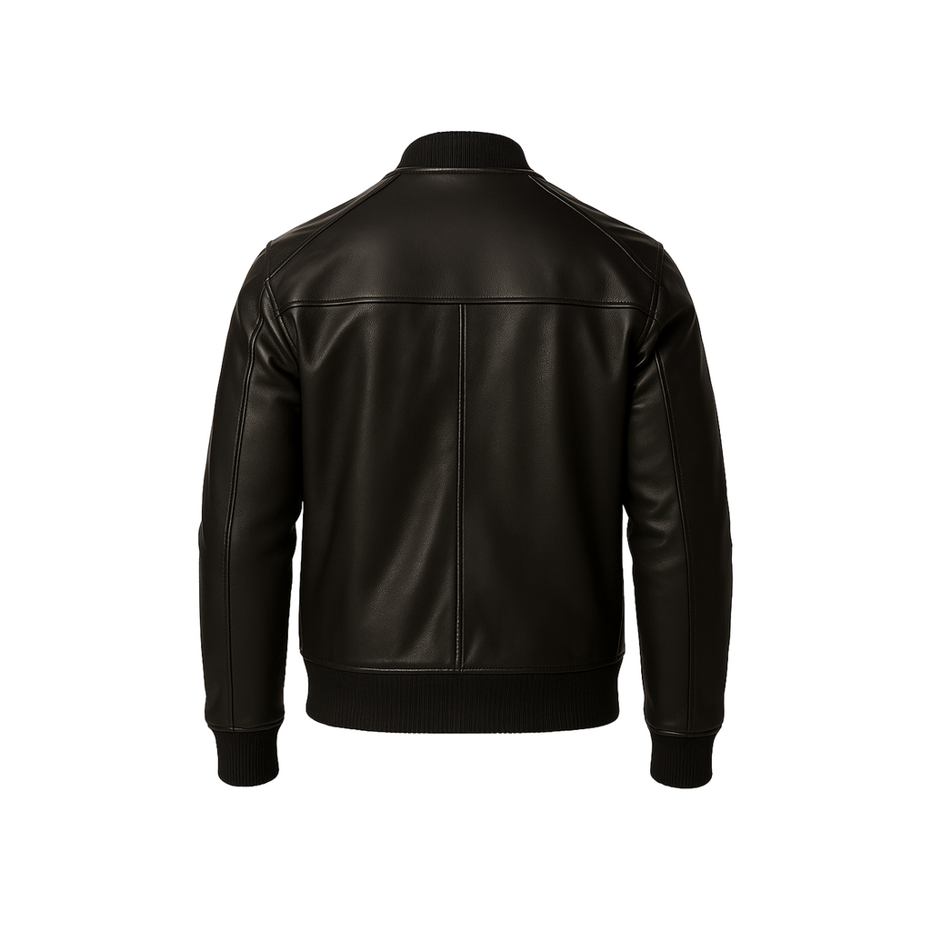 Men’s MA-1 Aviator Black Sheepskin Leather Flight Bomber Jacket