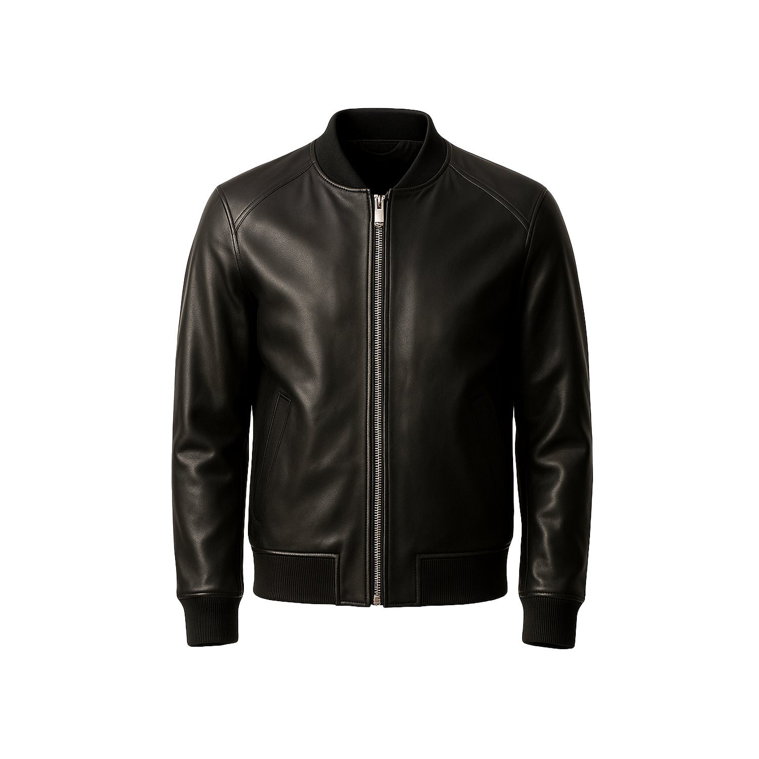 Men’s MA-1 Aviator Black Sheepskin Leather Flight Bomber Jacket