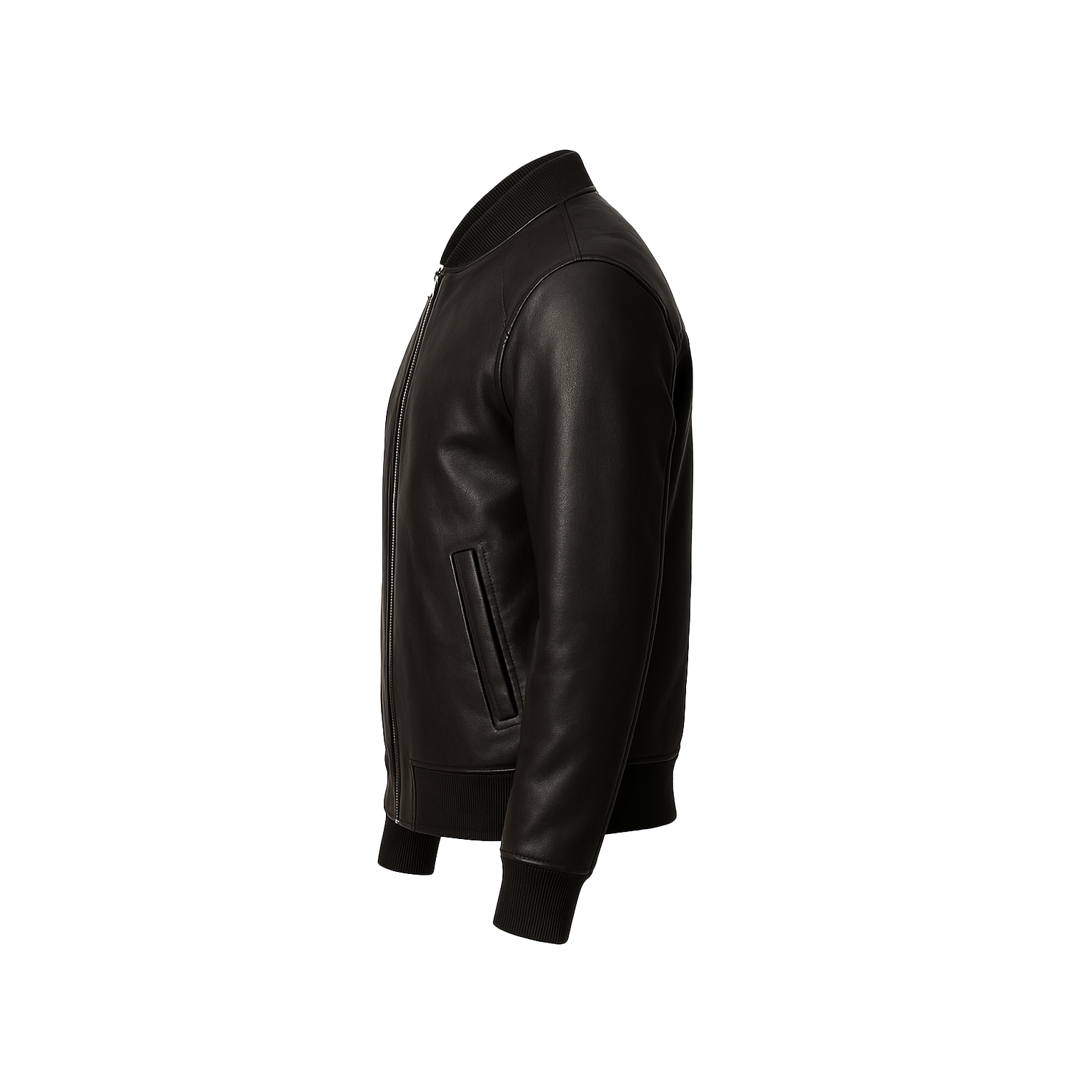 Men’s MA-1 Aviator Black Sheepskin Leather Flight Bomber Jacket