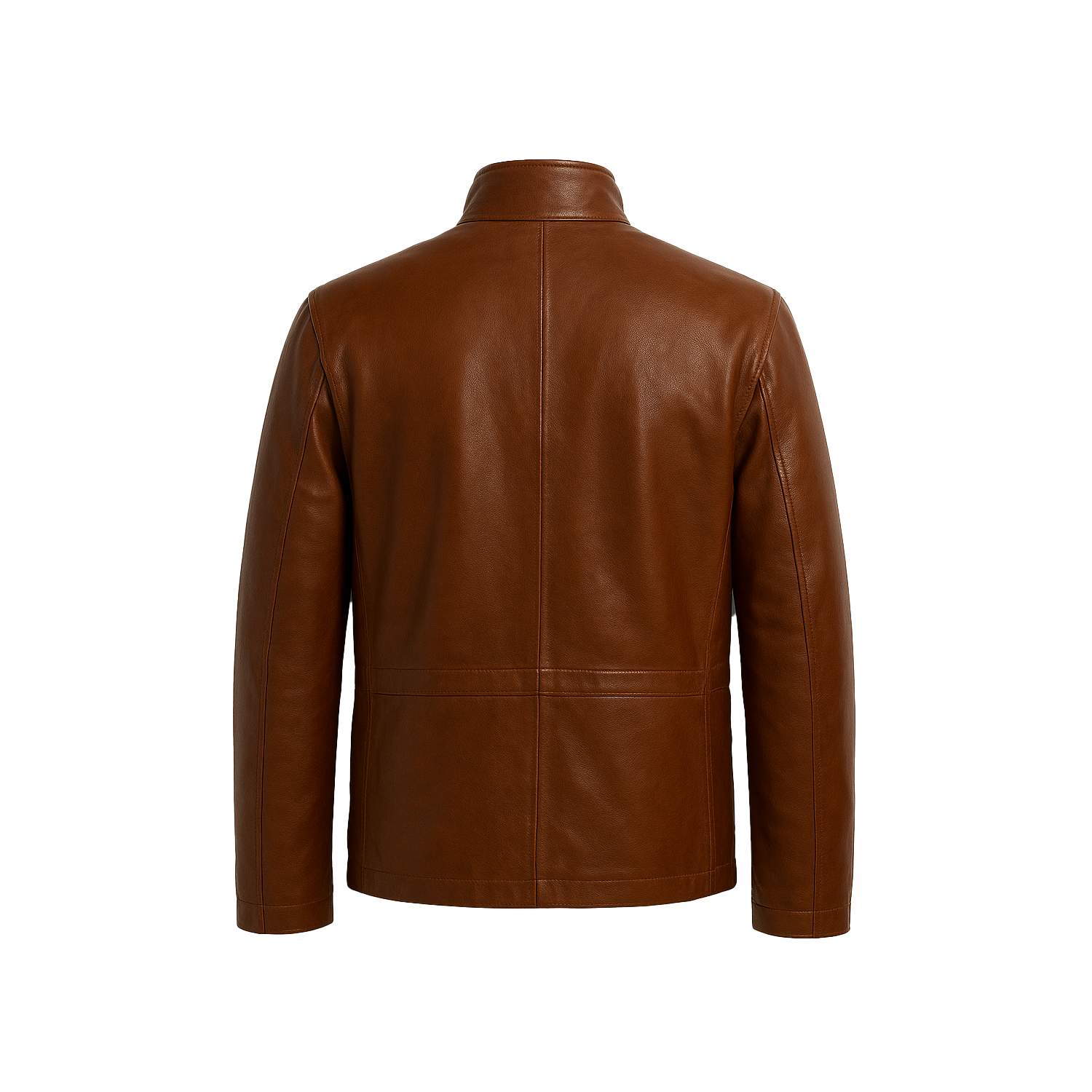 Brown leather jacket on a white background