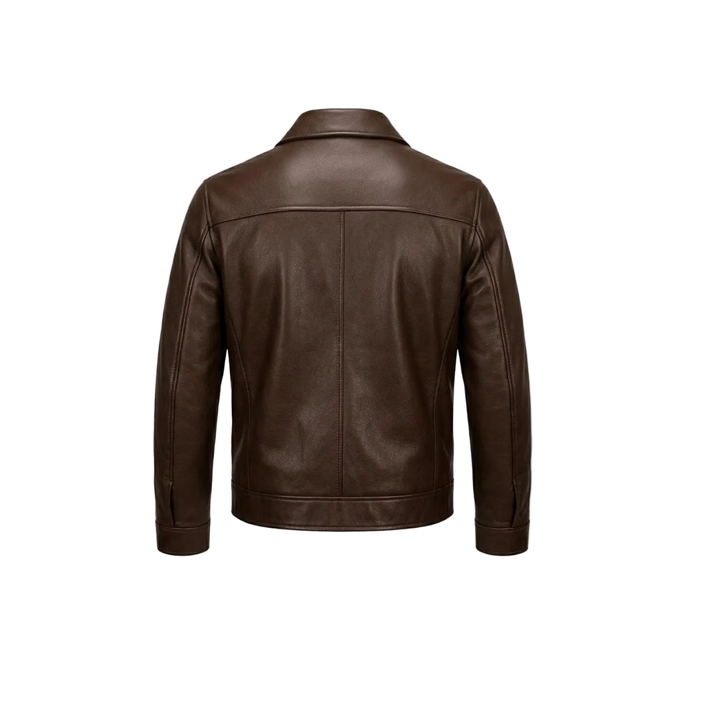 Men's Coffee Brown Leather Jacket Biker Coat