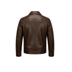 Men's Coffee Brown Leather Jacket Biker Coat