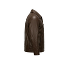 Men's Coffee Brown Leather Jacket Biker Coat
