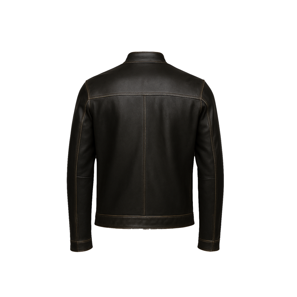 Black leather jacket on a white background