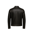 Black leather jacket on a white background
