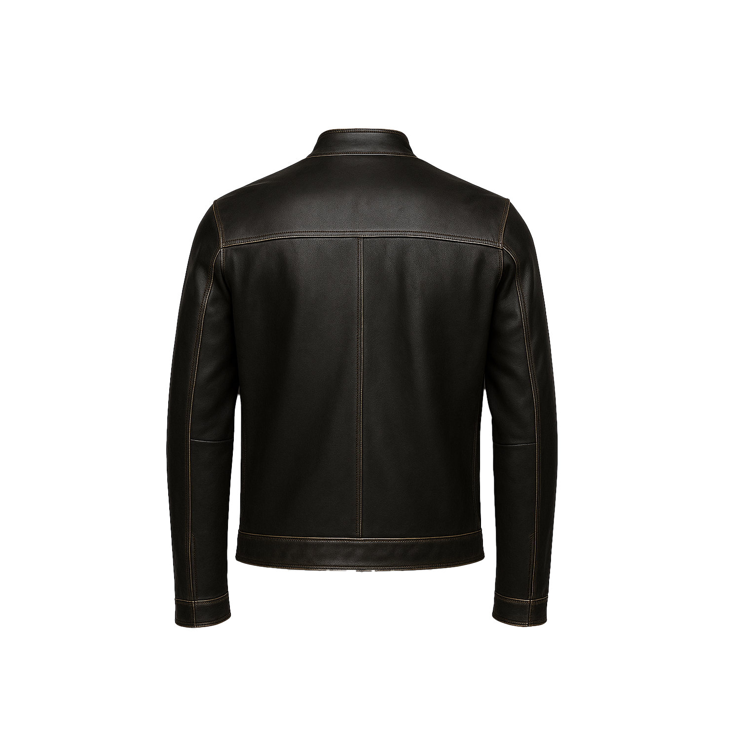 Black leather jacket on a white background