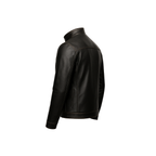 Black leather jacket on a white background