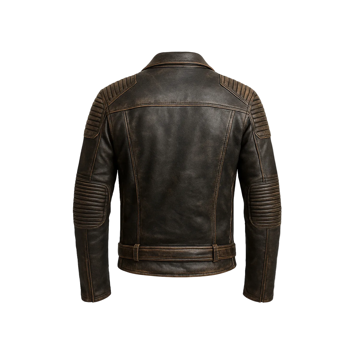 Men’s Vintage Distressed Black Leather Biker Jacket