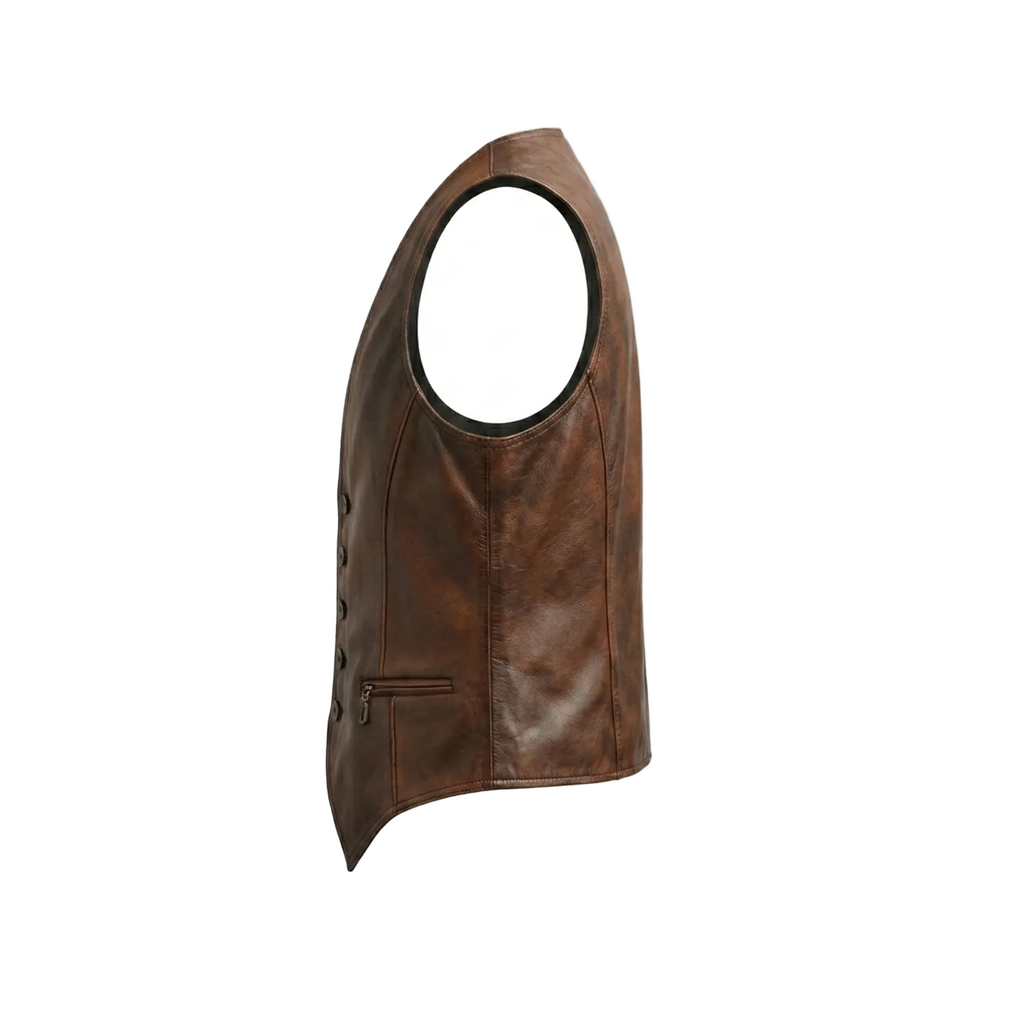 Men's Premium Distressed Brown Leather Vest