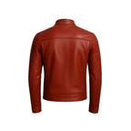 Brown leather jacket on a white background