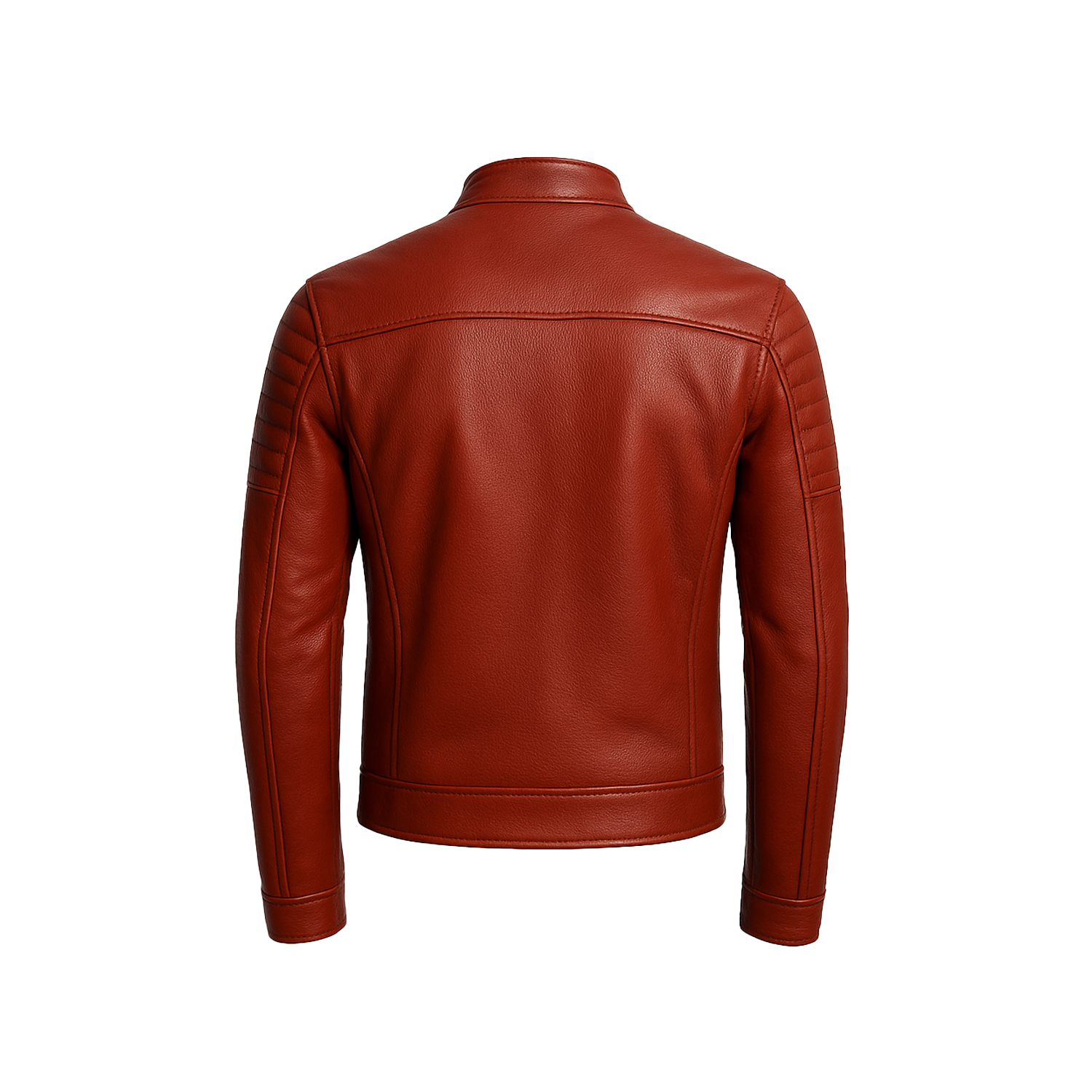 Brown leather jacket on a white background