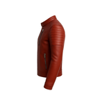 Brown leather jacket on a white background