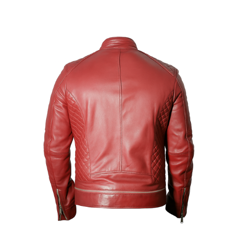 Red leather jacket on a white background