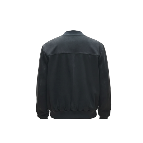 Classic Men's Suede Leather Bomber Jacket in Navy Blue | Minimalist Style