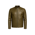 Brown leather jacket on a white background