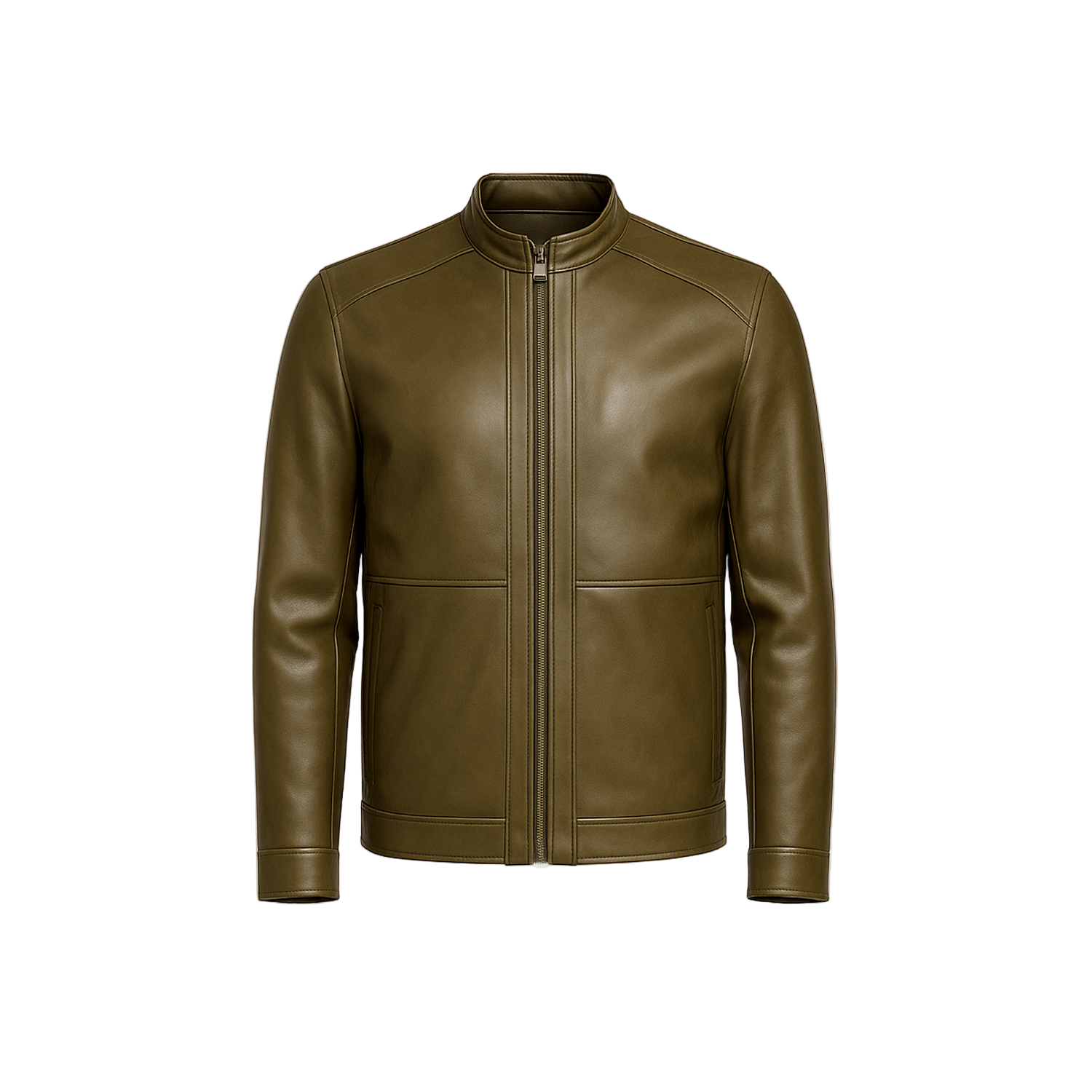 Brown leather jacket on a white background