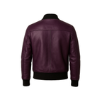 Burgundy leather jacket on a white background