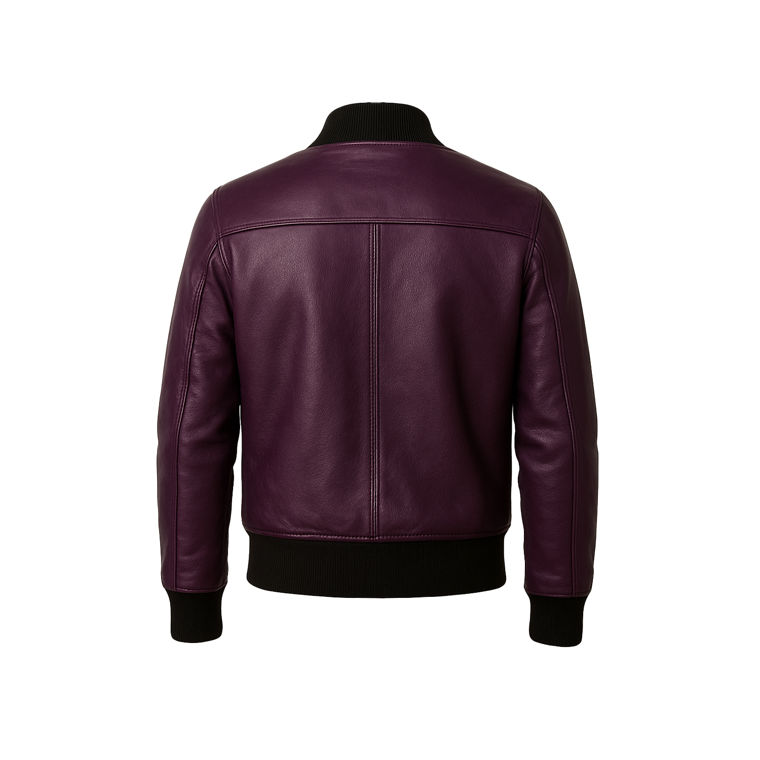 Burgundy leather jacket on a white background