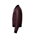 Purple leather jacket on a white background