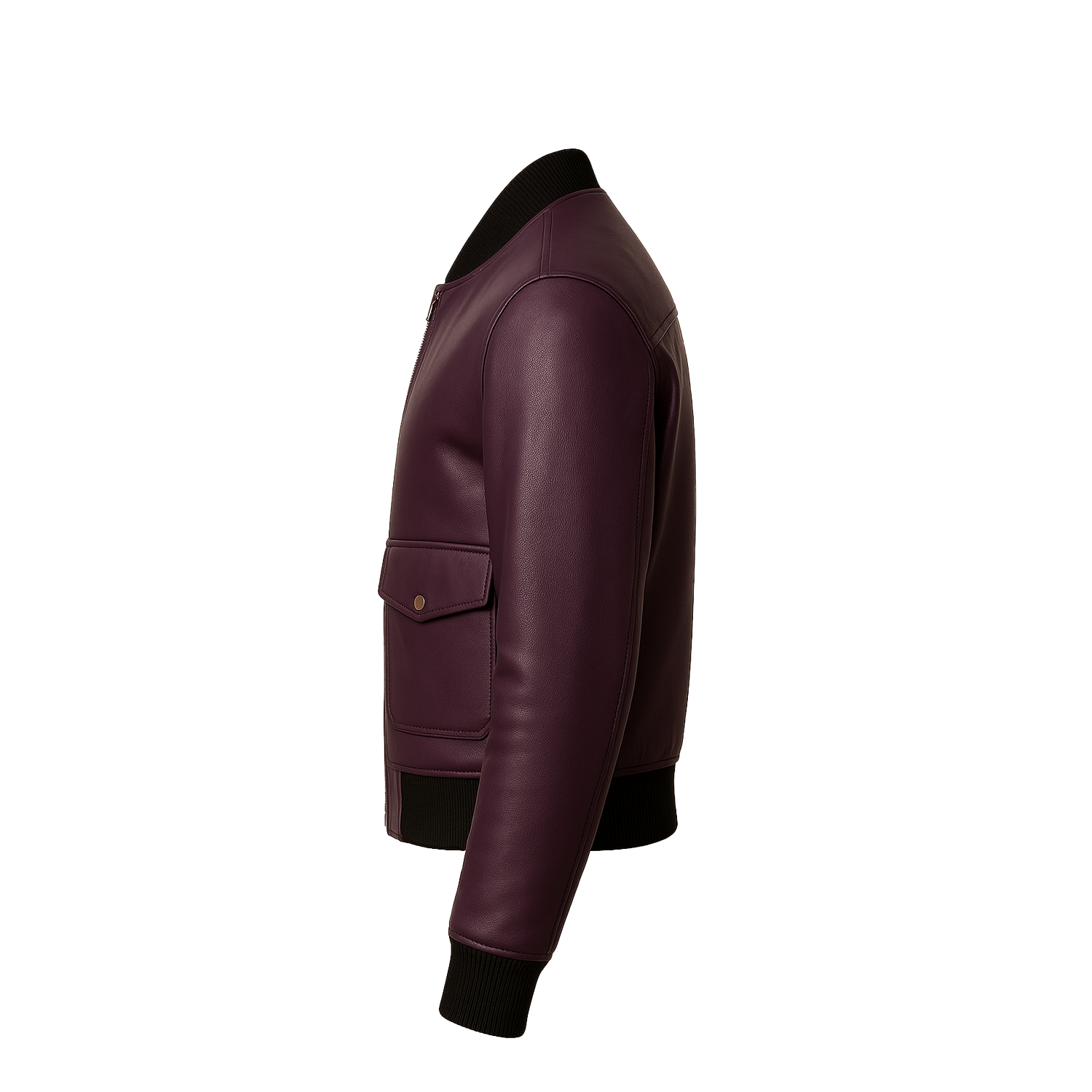 Purple leather jacket on a white background