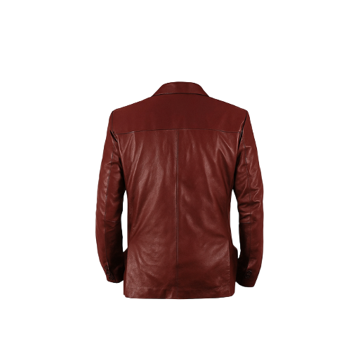 Brown leather jacket on a white background