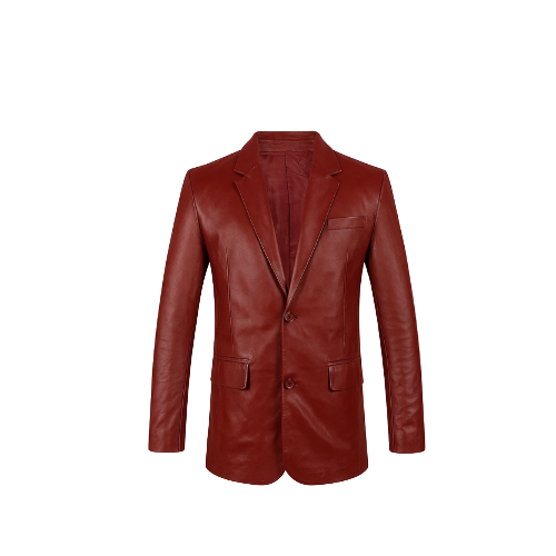 Red leather jacket on a white background