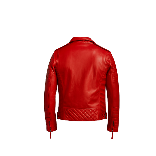 Red leather jacket on a white background