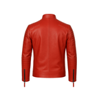 Red leather jacket on a white background