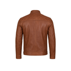 Brown leather jacket on a white background