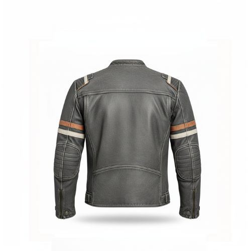 Men’s Vintage Retro Distressed PU Leather Biker Motorcycle Café Racer Jacket