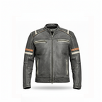 Men’s Vintage Retro Distressed PU Leather Biker Motorcycle Café Racer Jacket